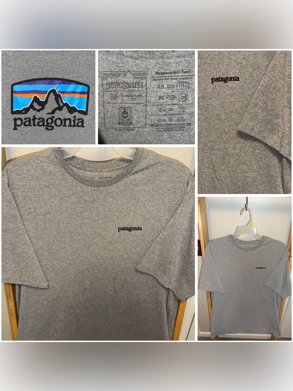 Patagonia Gray Interior Label Tee with Subtle Black Print